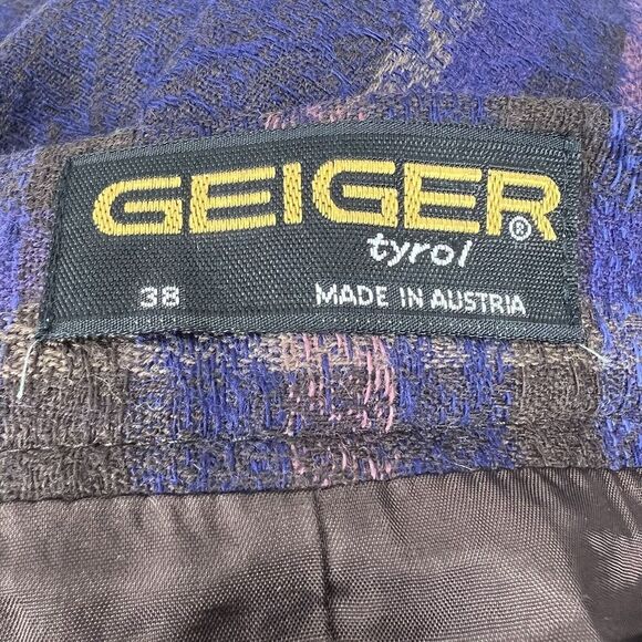 Geiger Austria Vintage Long Pleated Wool Midi Skirt Size 38 Purple Plaid - Picture 8 of 16